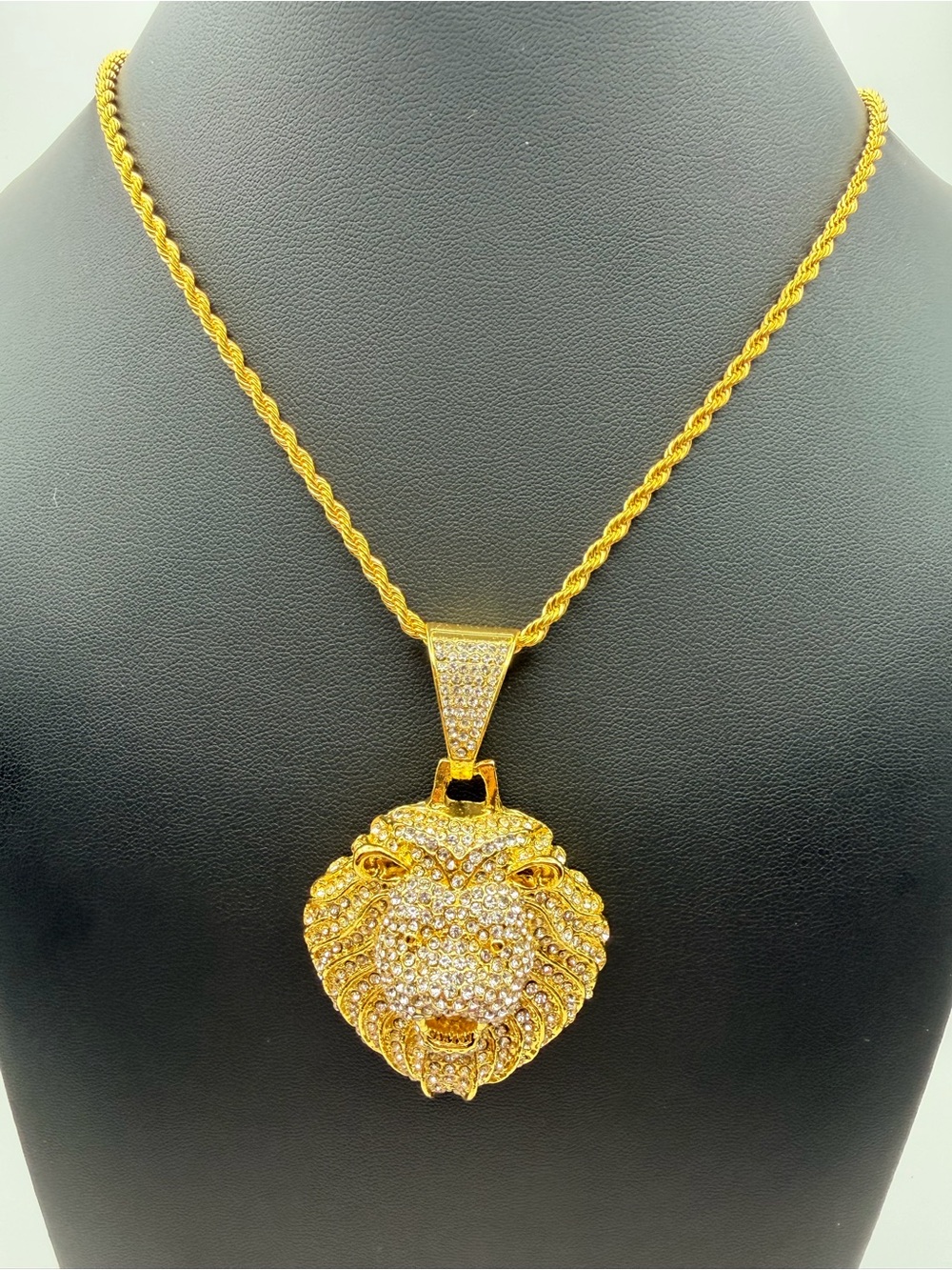 Gold And Rhinestone Lion Pendant